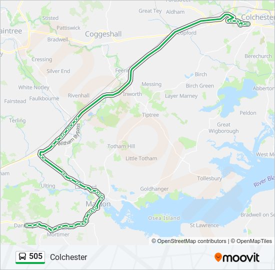 505 Route: Schedules, Stops & Maps - Colchester (Updated)