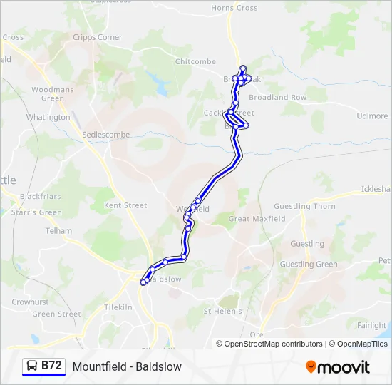 B72 Route: Schedules, Stops & Maps - Baldslow (Updated)