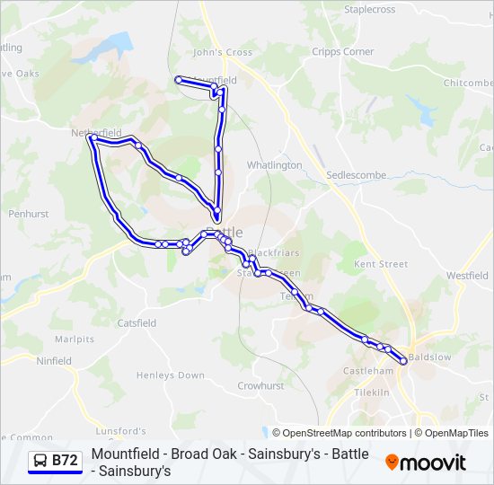 B72 Bus Line Map