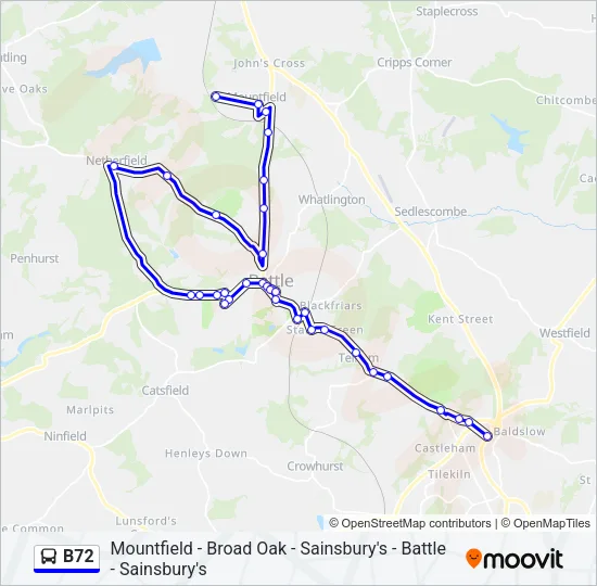 B72 Bus Line Map