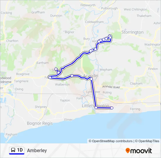 1D Route: Schedules, Stops & Maps - Amberley (Updated)