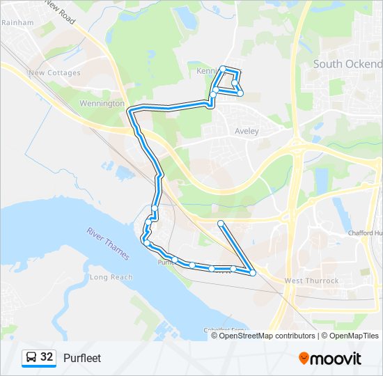 Bus 32 Route Map 32 Route: Schedules, Stops & Maps - Purfleet (Updated)