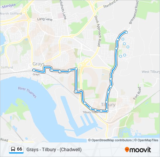 Bus 66 Route Map 66 Route: Schedules, Stops & Maps - Chadwell St Mary (Updated)