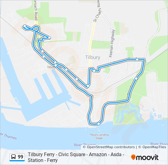 Bus 99 Route Map 99 Route: Schedules, Stops & Maps - Tilbury (Updated)