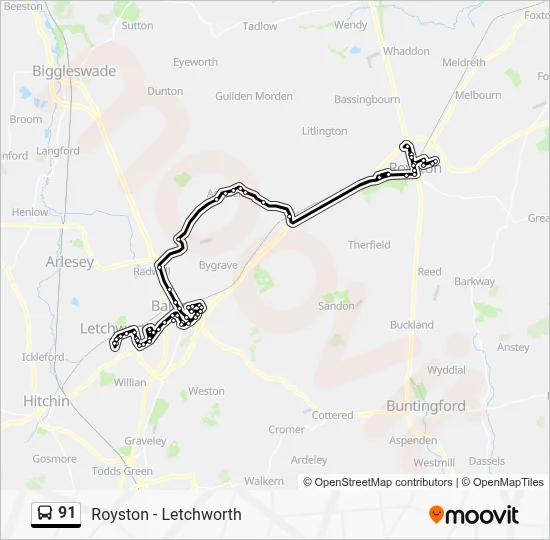 91 Route: Schedules, Stops & Maps - Letchworth (Updated)