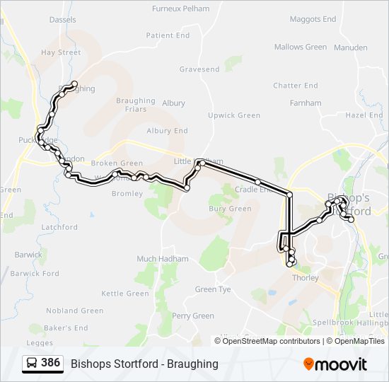 Bus 386 Route Map 386 Route: Schedules, Stops & Maps - Braughing (Updated)