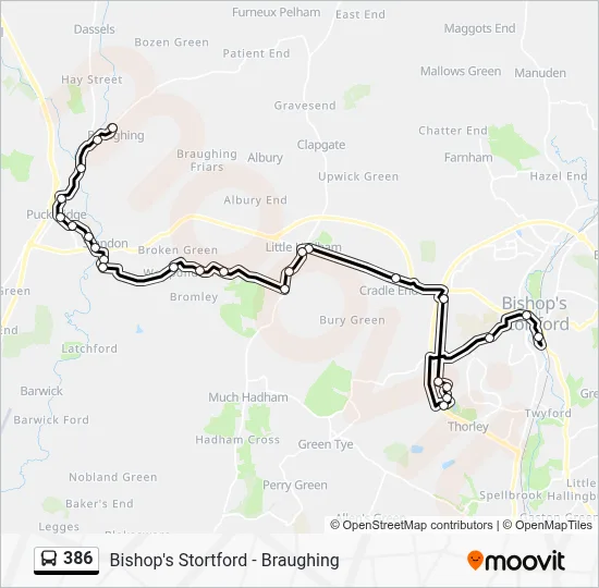 386 Route: Schedules, Stops & Maps - Bishops Stortford (Updated)