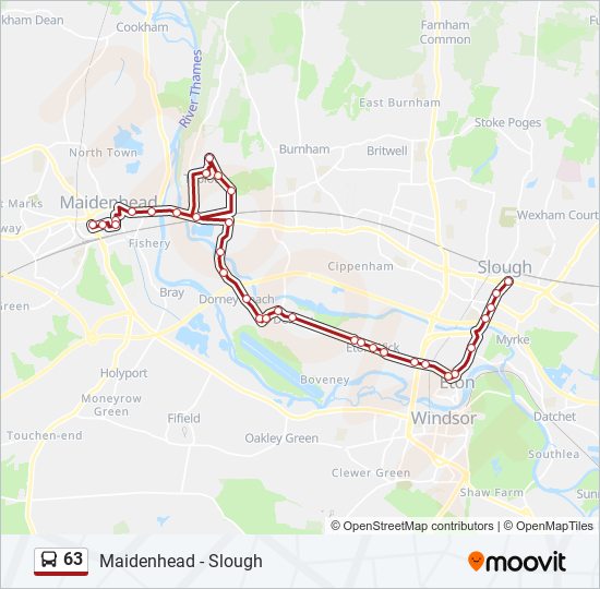 Bus 63 Route Map 63 Route: Schedules, Stops & Maps - Slough Town Centre (Updated)