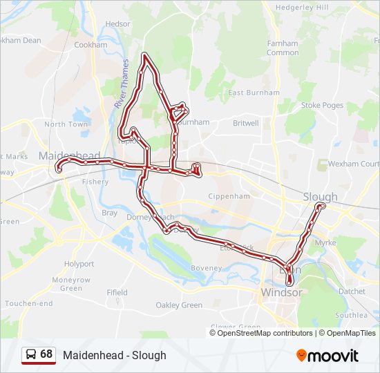 Bus 68 Route Map 68 Route: Schedules, Stops & Maps - Maidenhead Town Centre (Updated)