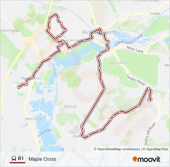 R1 Bus Line Map