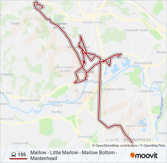 Bus 155 Route Map 155 Route: Schedules, Stops & Maps - Maidenhead Town Centre (Updated)