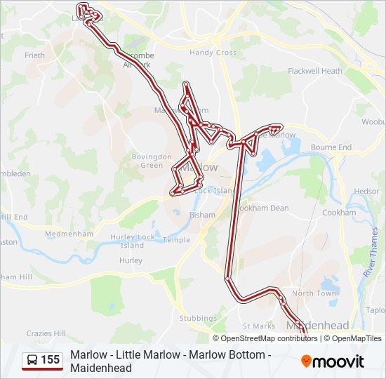 155 bus Line Map