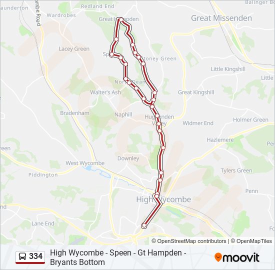 Bus 334 Route Map 334 Route: Schedules, Stops & Maps - High Wycombe (Updated)