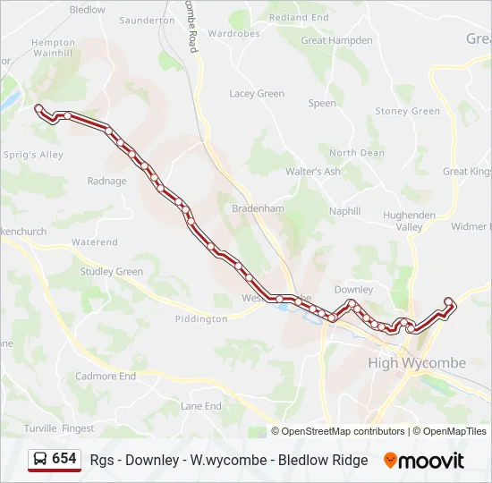 654 Bus Line Map