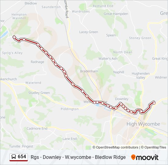 654 Bus Line Map
