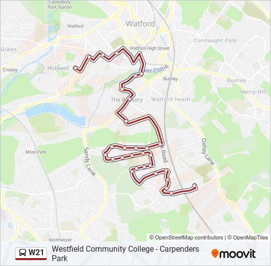 w21 Route: Schedules, Stops & Maps - Carpenders Park (Updated)