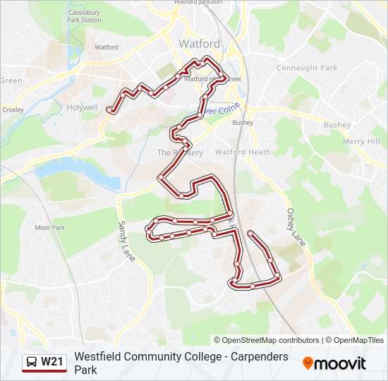 W21 bus Line Map