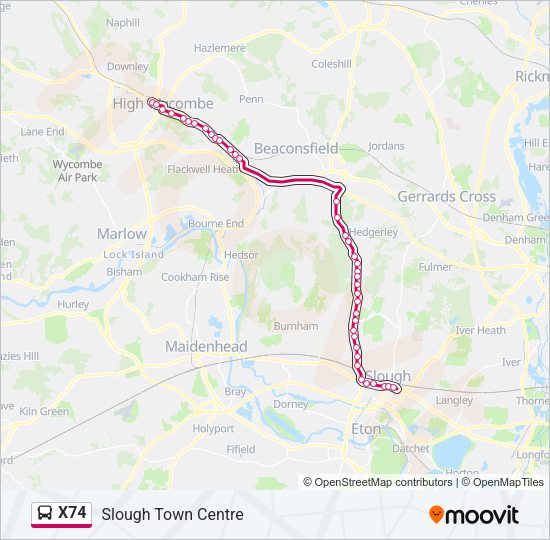 X74 Bus Line Map