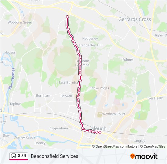 X74 Bus Line Map