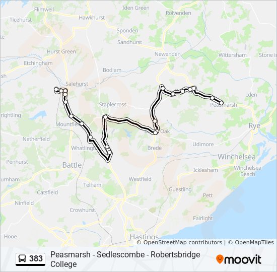 383 bus Line Map