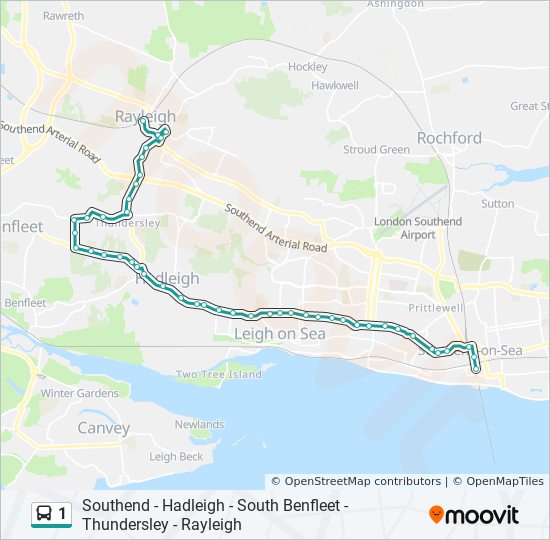Southend Bus Routes Map 1 Route: Schedules, Stops & Maps - Southend-On-Sea (Updated)