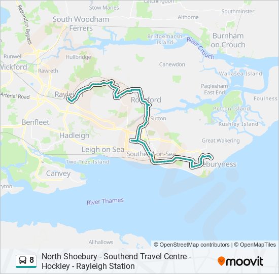 8 Route: Schedules, Stops & Maps - North Shoebury (Updated)