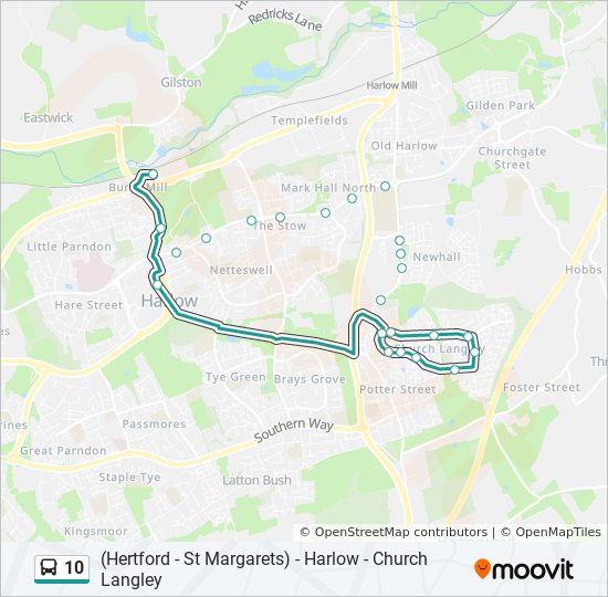 Bus 10 Route Map 10 Route: Schedules, Stops & Maps - Harlow (Updated)