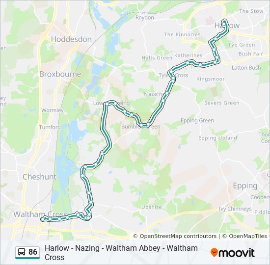 Bus 86 Route Schedule 86 Route: Schedules, Stops & Maps - Harlow Town Centre (Updated)