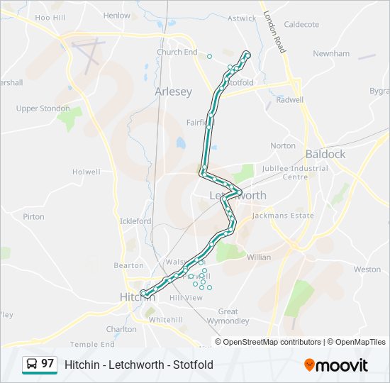 Bus 97 Route Map 97 Route: Schedules, Stops & Maps - Hitchin (Updated)