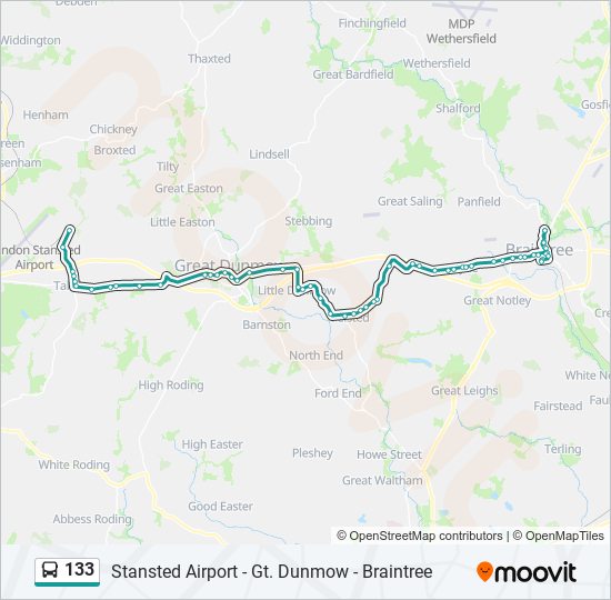 Bus 133 Route Map 133 Route: Schedules, Stops & Maps - Braintree Town Centre (Updated)