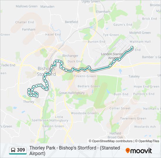 309 Bus Route Map 309 Route: Schedules, Stops & Maps - Stansted Airport (Updated)