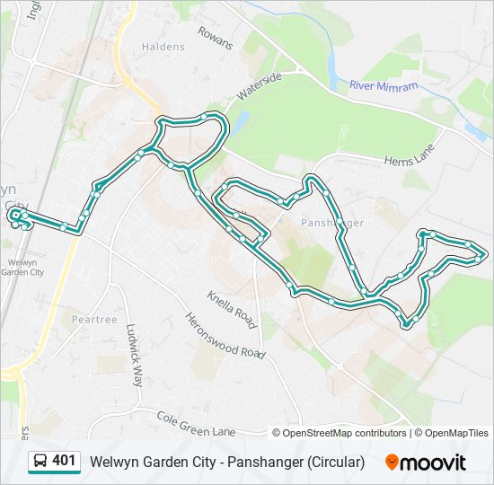 Bus 401 Route Map 401 Route: Schedules, Stops & Maps - Welwyn Garden City (Updated)