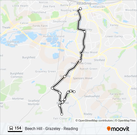 Bus 154 Route Map 154 Route: Schedules, Stops & Maps - Reading Town Centre (Updated)