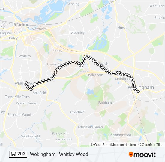 Wokingham Town Centre Map 202 Route: Schedules, Stops & Maps - Wokingham Town Centre (Updated)