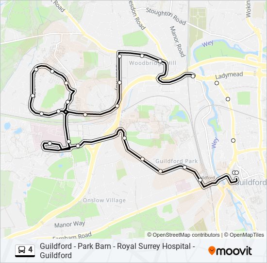 Bus 4 Route Map 4 Route: Schedules, Stops & Maps - Guildford (Updated)