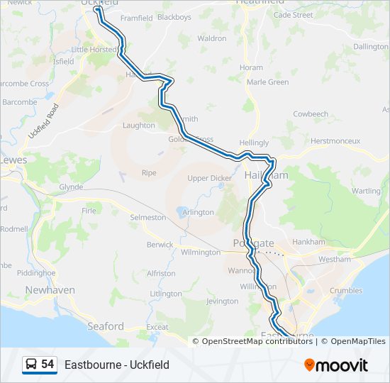 Bus 54 Route Map 54 Route: Schedules, Stops & Maps - Eastbourne Town Centre (Updated)