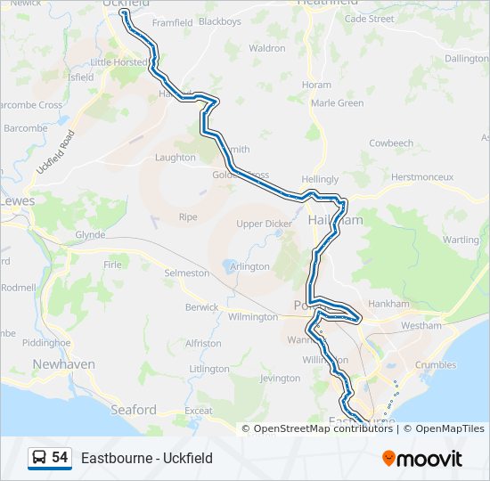 Bus 54 Route Map 54 Route: Schedules, Stops & Maps - Uckfield (Updated)