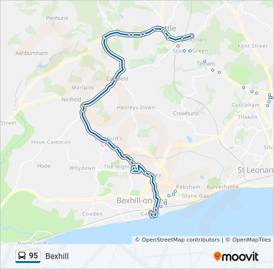 Bus 95 Route Map 95 Route: Schedules, Stops & Maps - Bexhill (Updated)