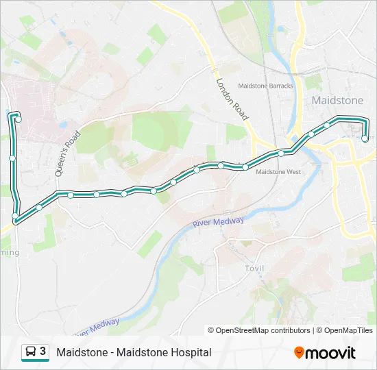 3 Route: Timetables, Stops & Maps - Barming Heath (Updated)