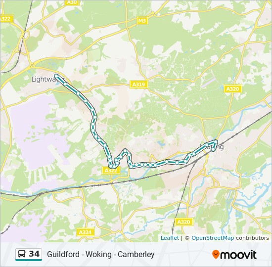 34 Route: Schedules, Stops & Maps - Woking