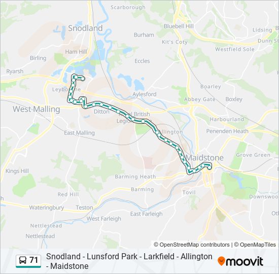 Bus 71 Route Map 71 Route: Schedules, Stops & Maps - Larkfield (Updated)