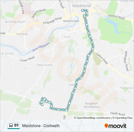 Bus 89 Route Map 89 Route: Schedules, Stops & Maps - Coxheath (Updated)