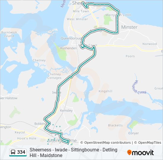 Bus 334 Route Map 334 Route: Schedules, Stops & Maps - Sittingbourne (Updated)