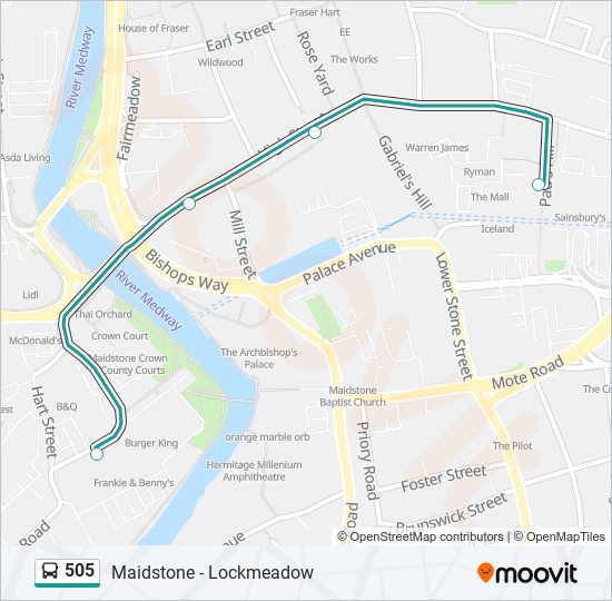 505 bus Line Map