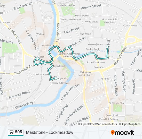 505 Bus Line Map