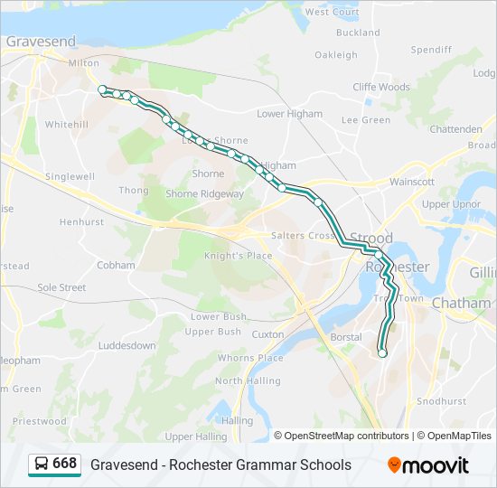 668 bus Line Map