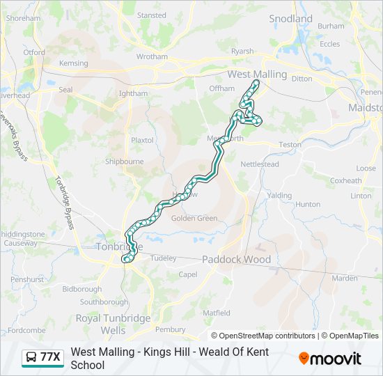 77X Bus Line Map