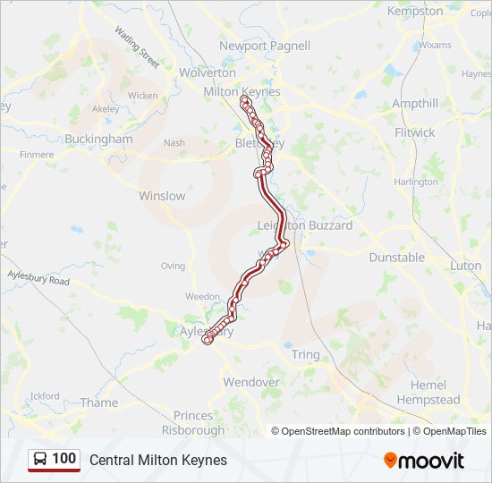 Bus 100 Route Map 100 Route: Schedules, Stops & Maps - Central Milton Keynes (Updated)