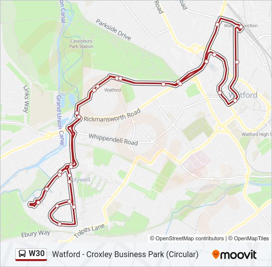 W30 Bus Line Map