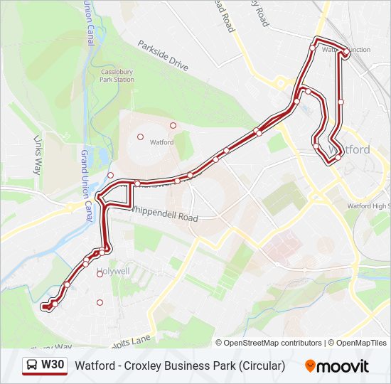 W30 Bus Line Map